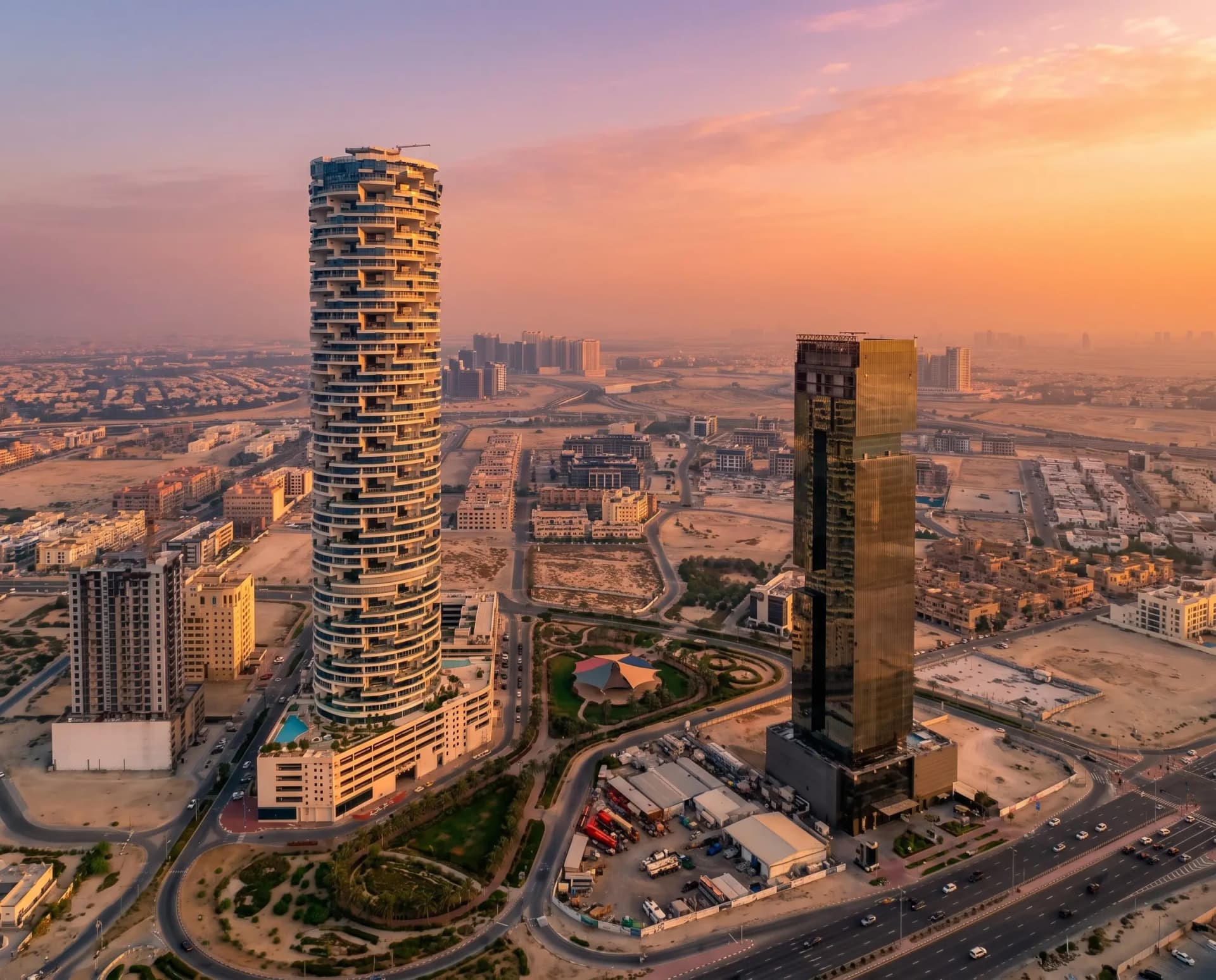 JVC streetscape and residential towers